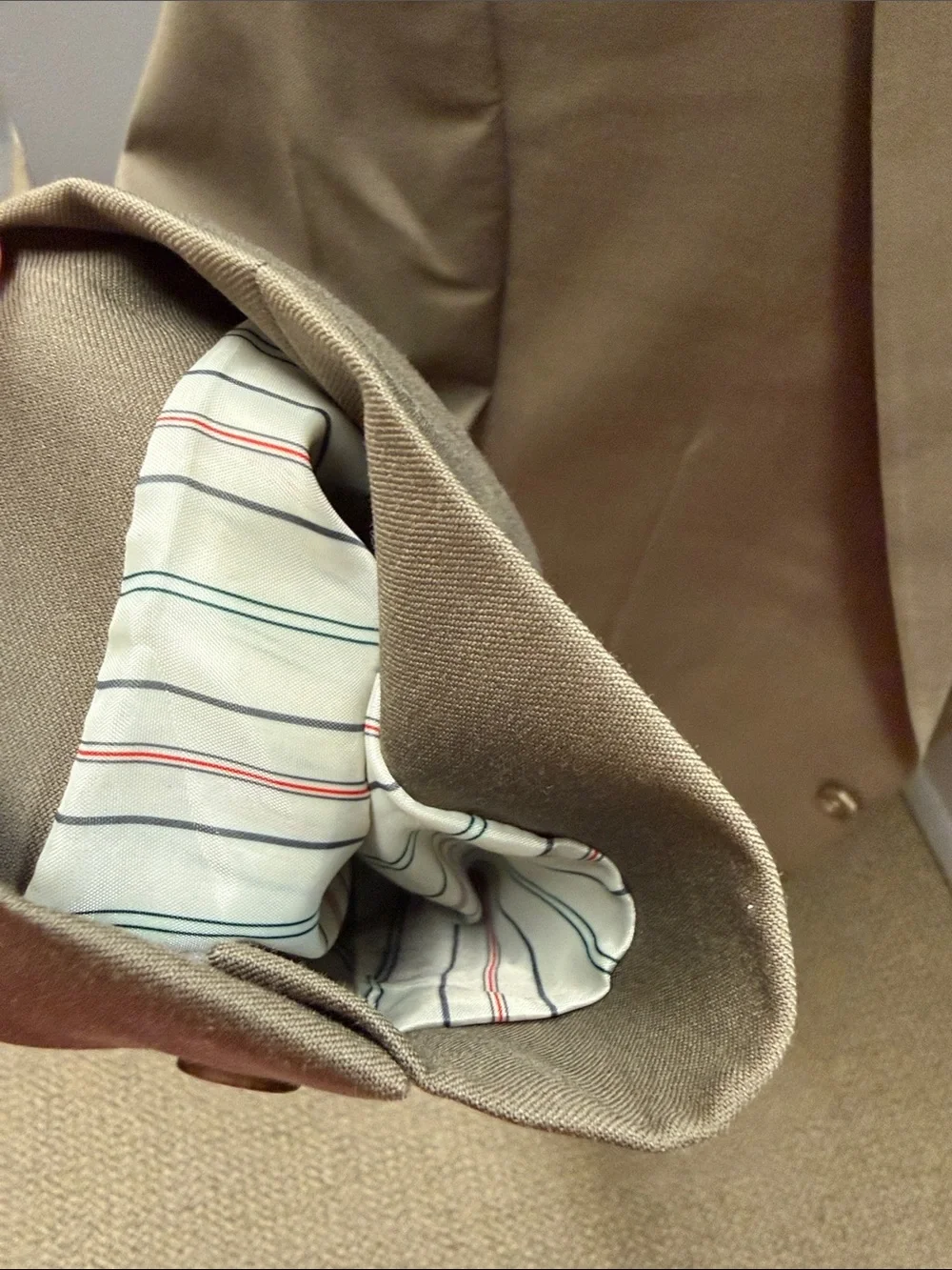 Vtg Lauren Ralph Lauren 100% Wool Taupe Sport Coat Blazer 46R Made in Canada